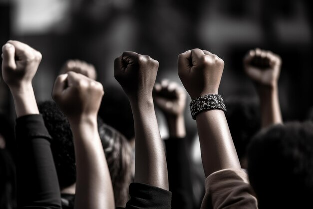 Protest black people raised hands African power Generate Ai