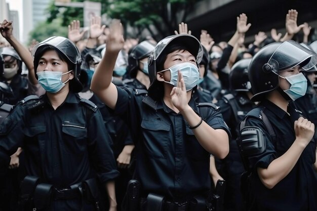 Photo protest demonstration of group of people a symbol of activism democracy freedom ai generated social