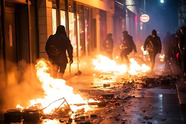 Фото Протест в центре города сопровождается пожарами и разрушениями.