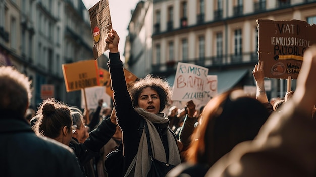 A protest in zurich is held in a crowd.