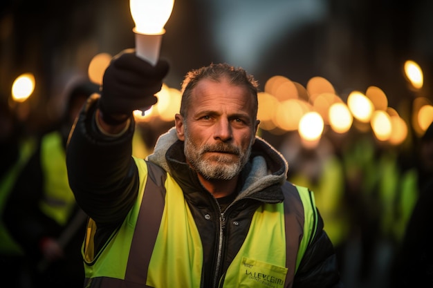 Foto protesten tegen de kleurenrevolutie in gele hesjes in frankrijk