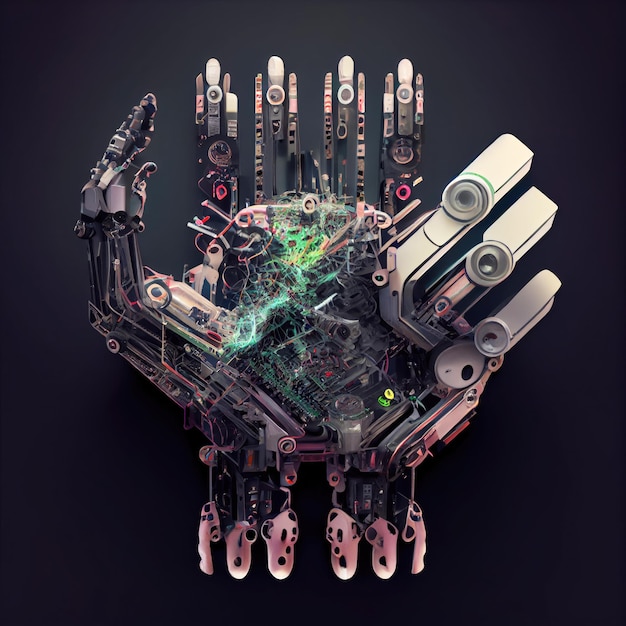 Prototype of a hand Generative Ai Art Separate robotic hand