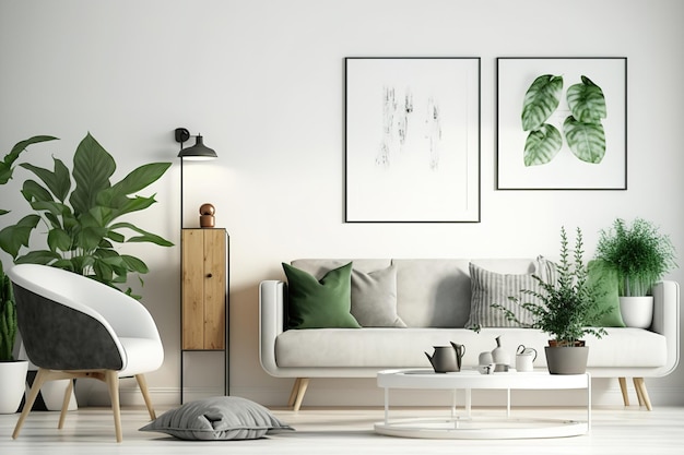 Prototype of an indoor living area on a white background