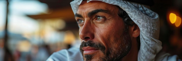 Гордый мужчина из Арабских Эмиратов держит фоновое изображение ОАЭ