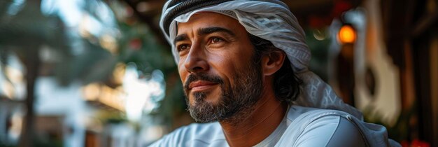 Photo proud arabian emirati man holding uae background image