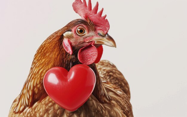 Proud Chicken Showcasing a Heart Within a Heart isolated on transparent Background