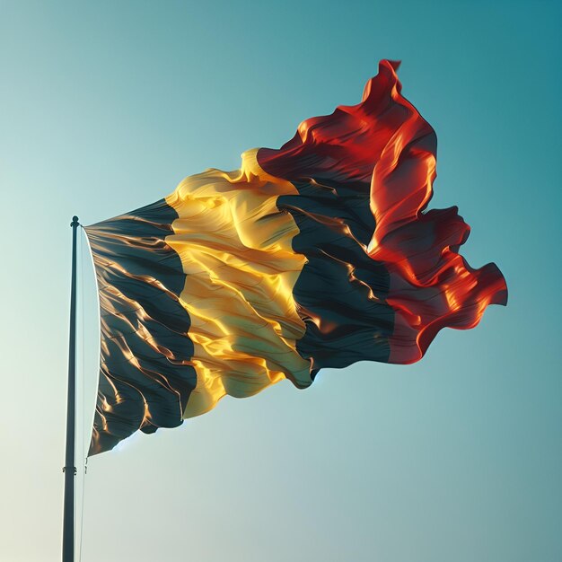 Proud Flutter of the Belgium Flag Against the Sky