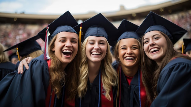 Proud Graduates feestelijk moment van universiteitsafgestudeerden in hun pet en jurk die een belangrijke academische mijlpaal markeren