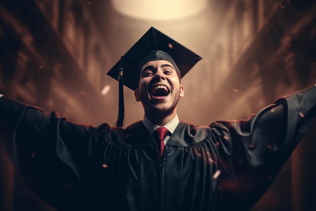 Proud new college graduate celebrating his achievements