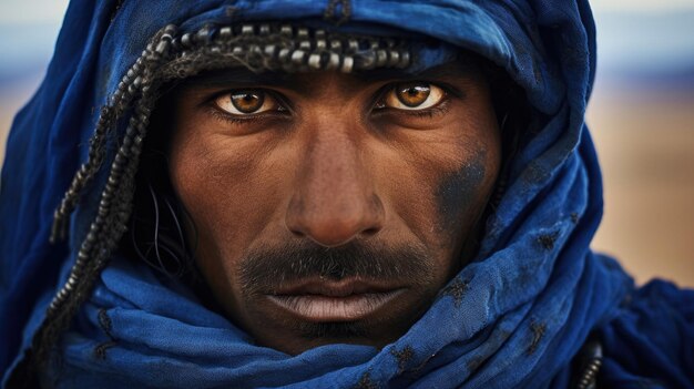 Foto orgoglioso nomade tuareg del sahara