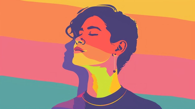 Proud Young Nonbinary Person with Pride Flag Generative AI