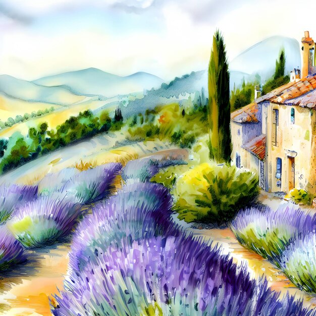 Provence aquarel stijl