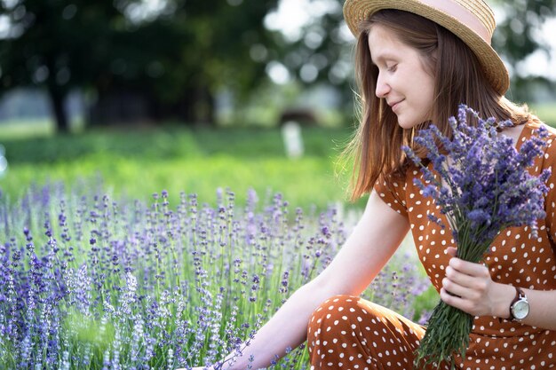 Provence girl at the lavender field