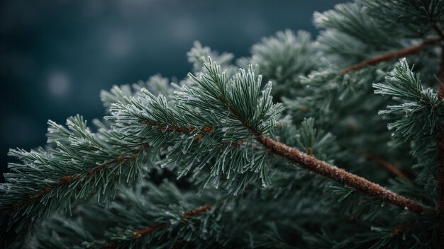 Provide a detailed account of how ice crystals form on the needles of a pine tree during a freezing