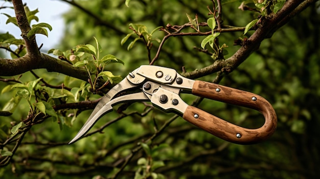 Photo pruning branch with secateurs