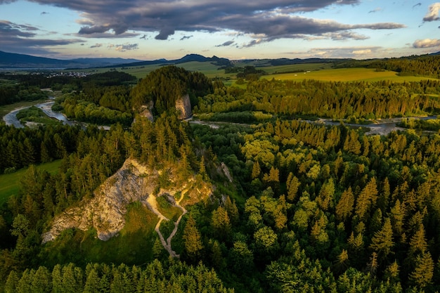 Przelom Bialki natural reserve in Podhale Poland Aerial Drone view