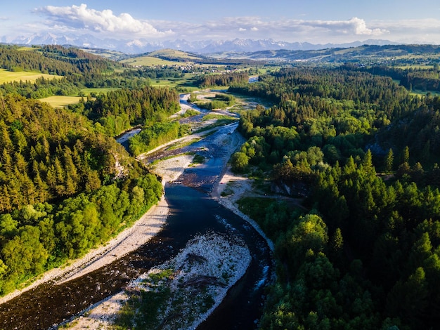 Przelom Bialki Nature Park in Tatra Mountains in Poland Aerial Done View