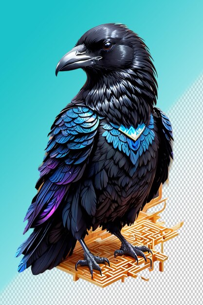 PSD 3d illustratie Raven geïsoleerd op transparante achtergrond