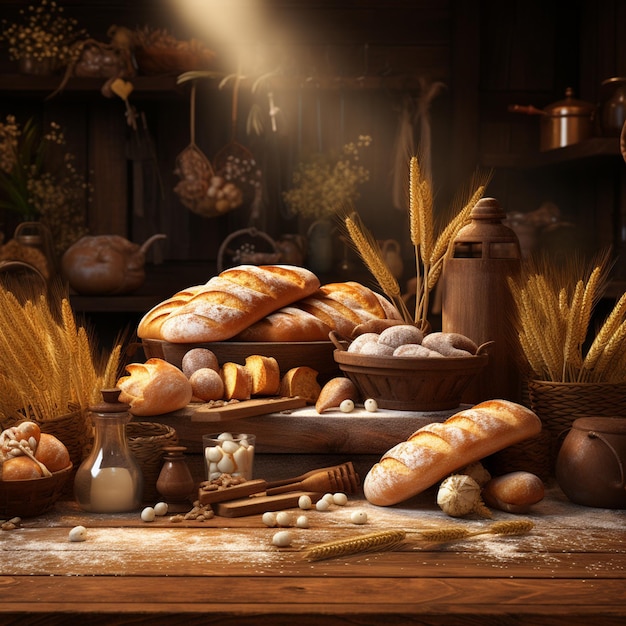 PSD bakery elements still life background