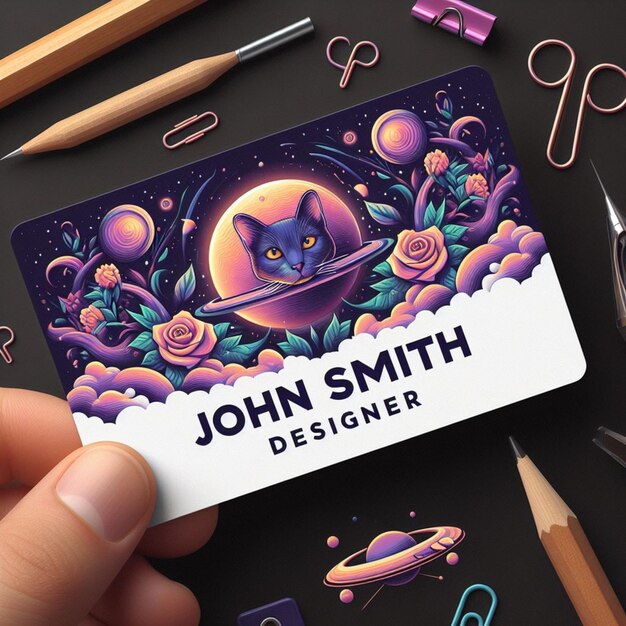 PSD a business card that says john smith designer on it