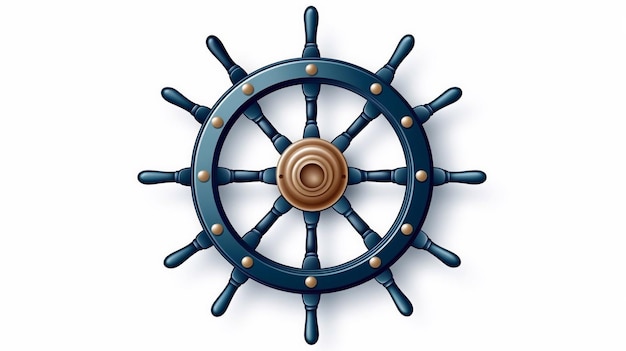 PSD Editable Happy Columbus Day with vintage ship steering wheel over white isolated background