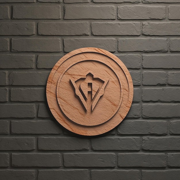 PSD embossed logo mockup on wall