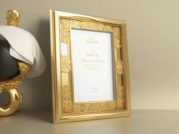 PSD gold picture frame mockup