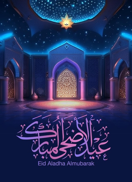 PSD Islamic Arabic alligraphy of EidAladha Almubarak