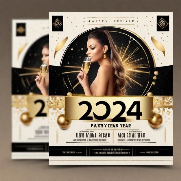 Photo psd new year 2024 party flyer