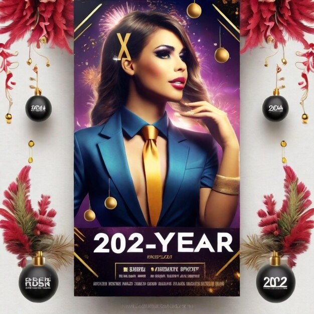 Photo psd new year 2024 party flyer