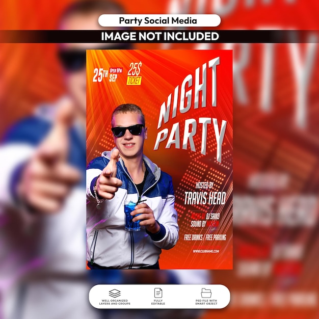 Photo psd night party club template