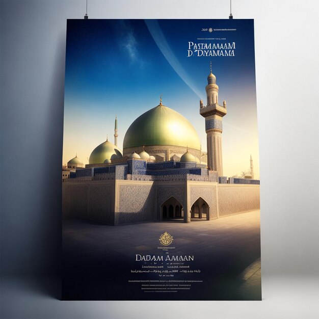 Foto poster del ramadan psd con la foto di una bellissima moschea