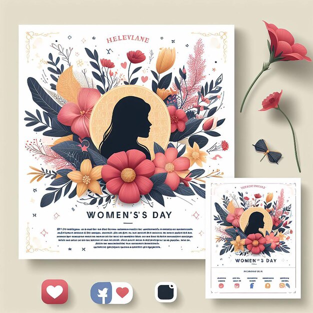 Foto psd social media post voor vrouwen dag en vierkant flyer of web banner sjabloon ontwerp