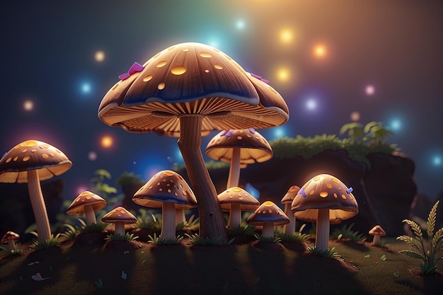 Psilocybin mushrooms 3D illustration Commonly known as magic mushrooms a group of fungi that contain psilocybin which turns into psilocin upon ingestion and cause the psychedelic effects