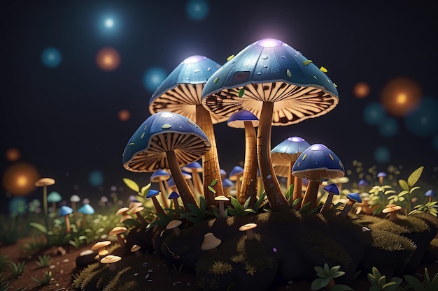 Psilocybin mushrooms 3D illustration Commonly known as magic mushrooms a group of fungi that contain psilocybin which turns into psilocin upon ingestion and cause the psychedelic effects