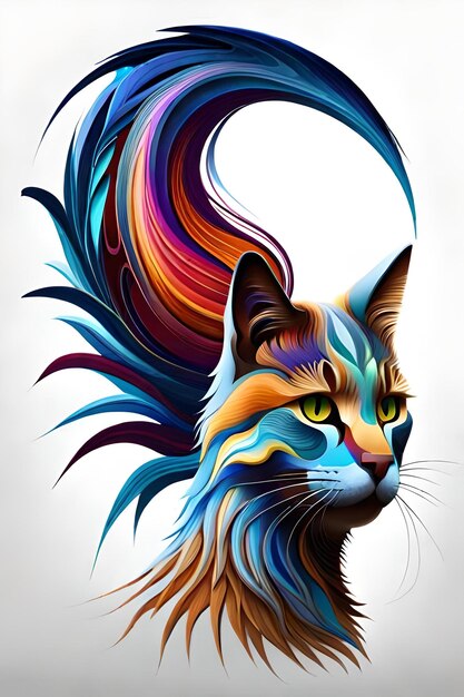 Psychedelic 3d art of cat