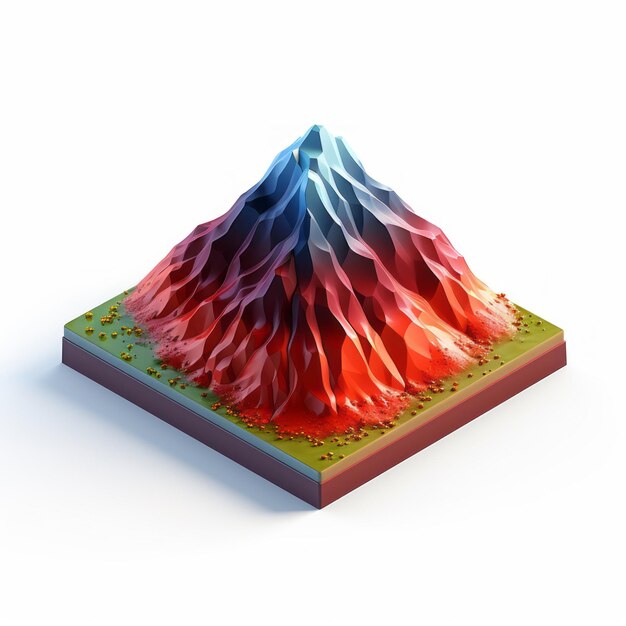 Psychedelic 3d Mountain Model On White Background