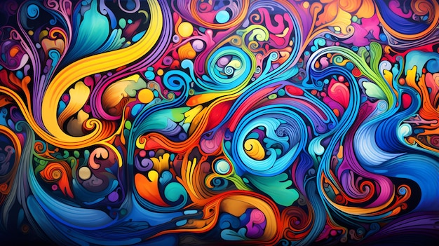 Психоделический абстрактный калейдоскоп ярких цветов