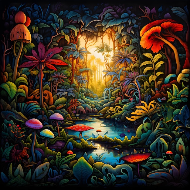 Psychedelic art of nature landscape