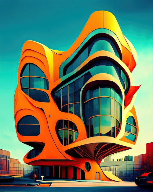Psychedelic astract building forms surreal unique architecture defying reality