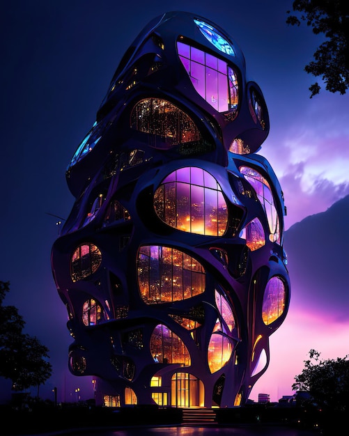 Psychedelic astract building forms surreal unique architecture defying reality