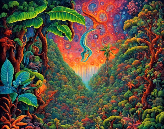 Foto ayahuasca psichedelica sogno amazzonia e foresta pluviale jaguar