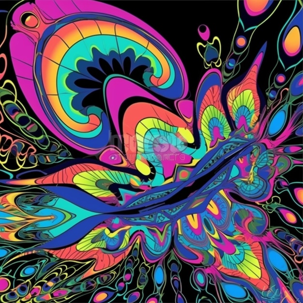 A psychedelic background with a pattern of colors.