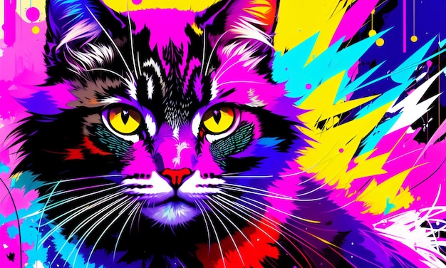 Psychedelic Cat's Abstract Beauty