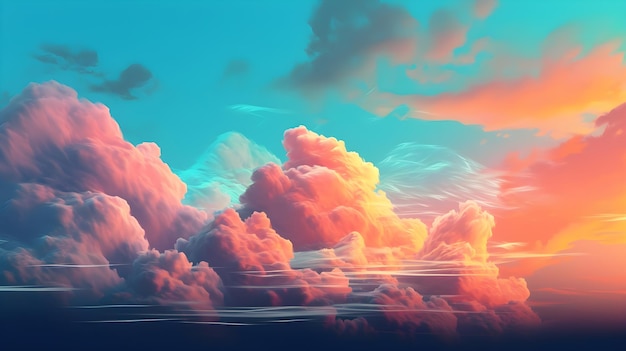 Psychedelic colors sunset sky background