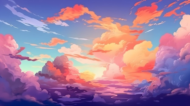 Psychedelic colors sunset sky background