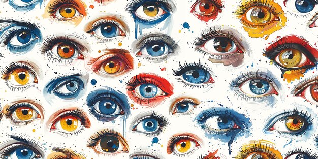 Psychedelic conceptual wide pattern with female eyes