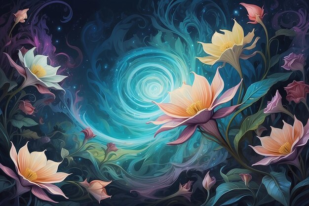 Psychedelic Datura Dreamscape Digital Painting