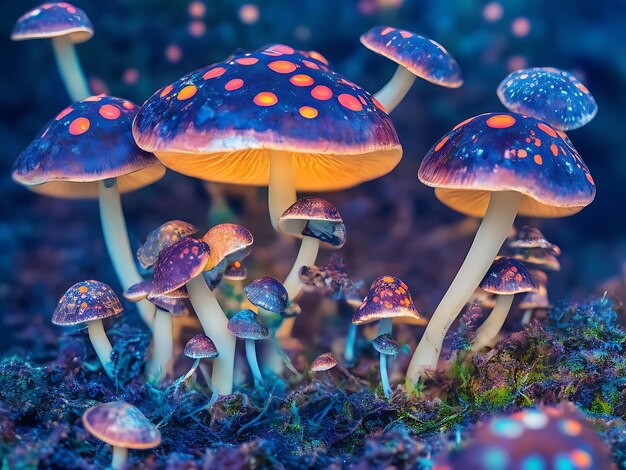 Photo psychedelic decorative mushrooms