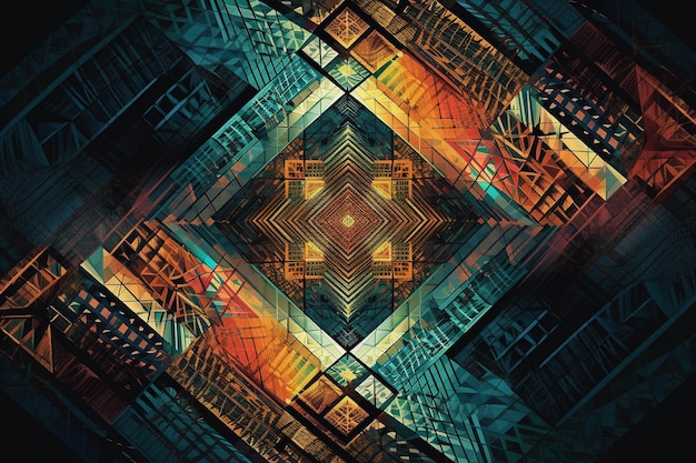 Photo psychedelic geometry illustration fractal effect wallpaper generative ai